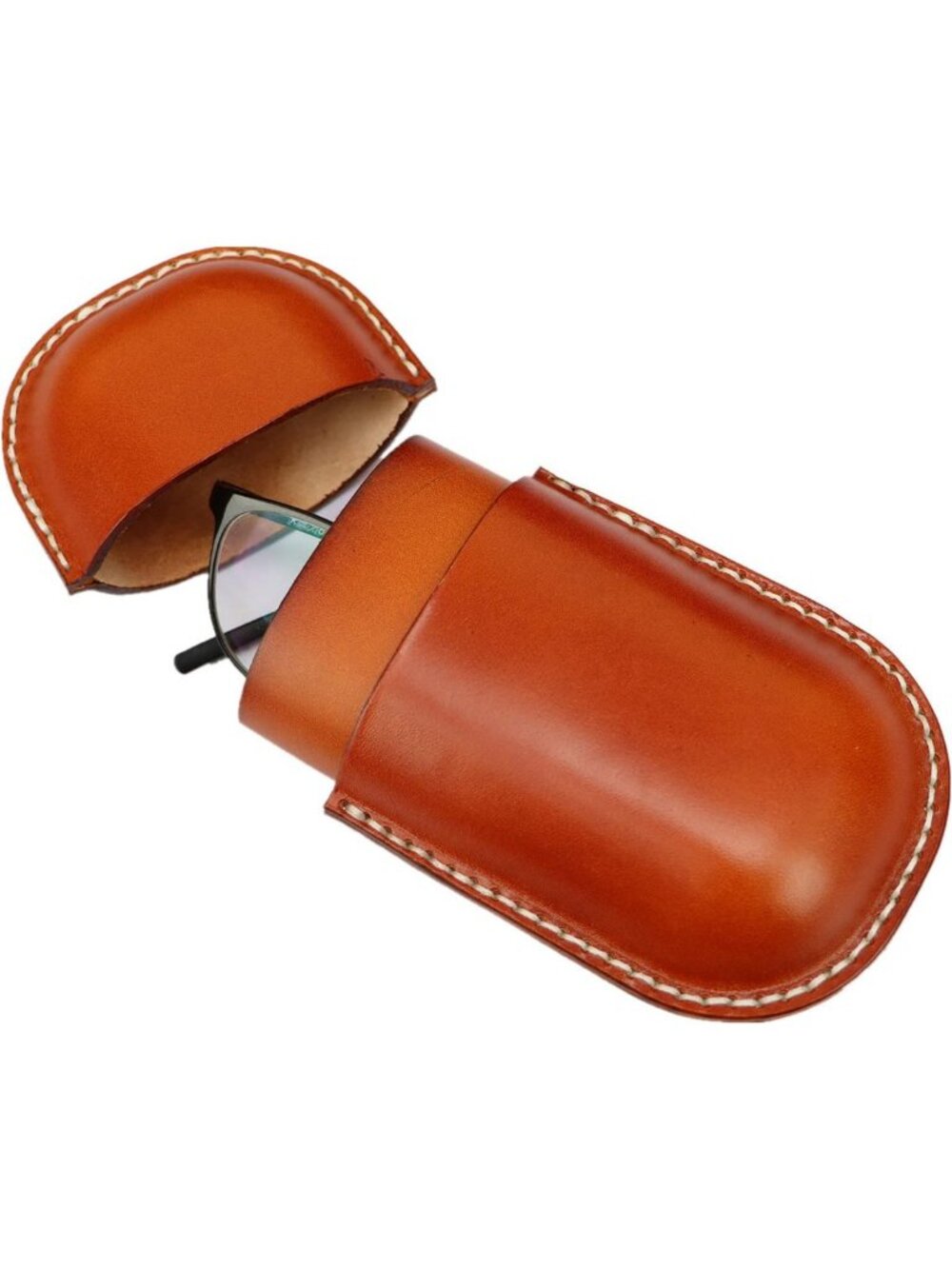 Vintage Cowhide Leather Glasses Case - Stylish Anti-Crush Storage for Travel